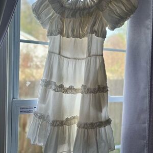Elegant White Ruffled Kids Dress